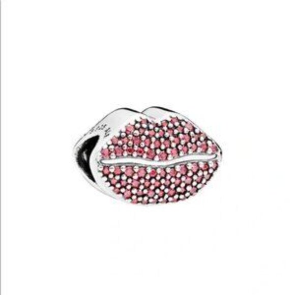 Pandora Kiss More Red Cubic Zirconia Lip Charm - Picture 2 of 3